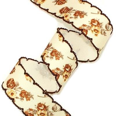 장미프린트/브라운(피코트)