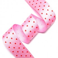 핑크/빨강 미니하트(골지프린트)