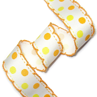 흰색바탕/노랑 황금노랑 투톤땡땡이(황금노랑피코트)