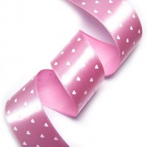 핑크공단/흰색(미니하트 프린트)