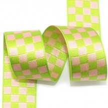 연두/베이지 바둑판(자카드)