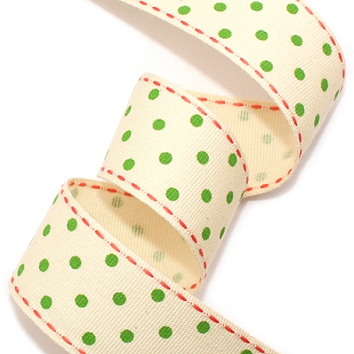 오트밀/연두 땡땡이(살구색실 면스티치)