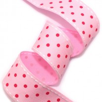 핑크/체리 땡땡이(흰색실 면스티치)