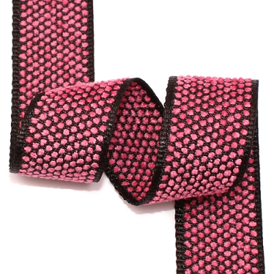 밤색/체리핑크 엠보샤넬리본(자카드)-95a