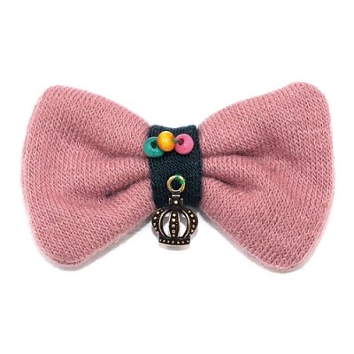 팥색/왕관포인트 리본원단장식(한개)