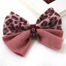 팥색/왕관포인트 호피무늬리본(원단장식)