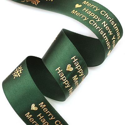 초록공단/눈꽃송이 실리콘금박(크리스마스리본)