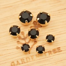 검정/큐빅 원형알란 데코/골드(금속장식)