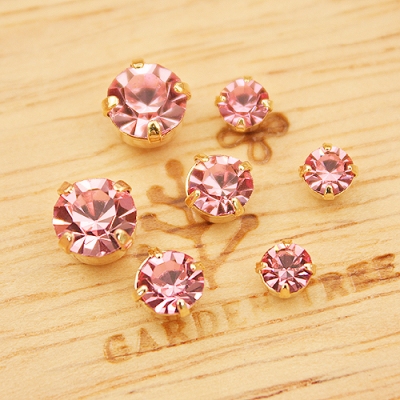 핑크/큐빅 원형알란 데코/골드(금속장식)