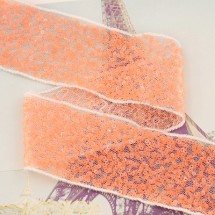 형광오렌지/흰색 스팽글(망사레이스)