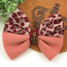 감색/왕관포인트 호피무늬리본(원단장식)