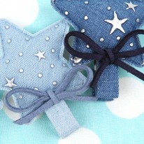 B135 데님별 집게핀-한쌍(d.i.y 세트)