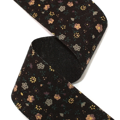 검정색 잔꽃무늬 기모면(원단리본)