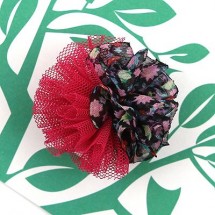 체리/쉬폰플라워 망사볼(원단장식)