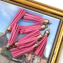 인디핑크/금장식 스웨이드 긴타슬