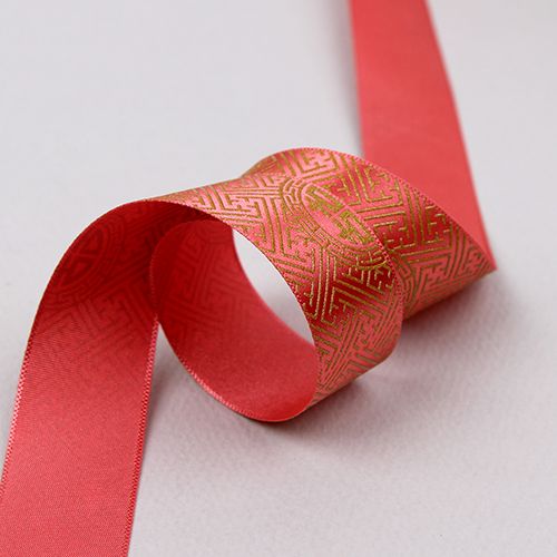 다홍색/금색S전통무늬(공단프린트)